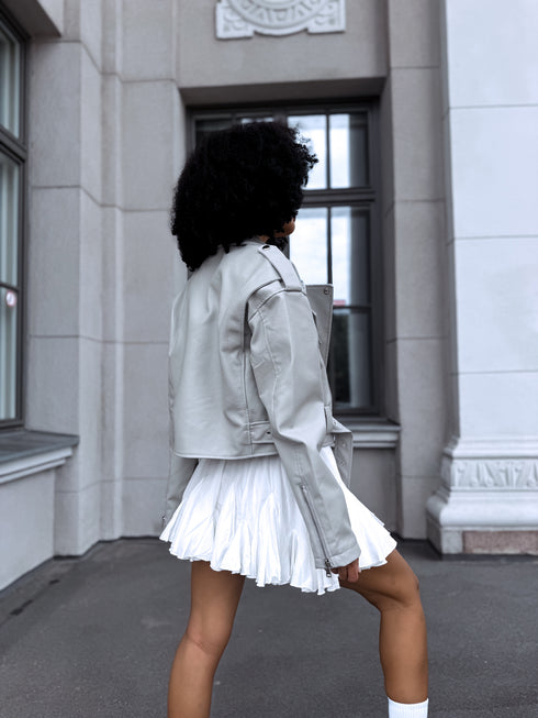 Faux Leather Crop Jacket MU03 - Gray